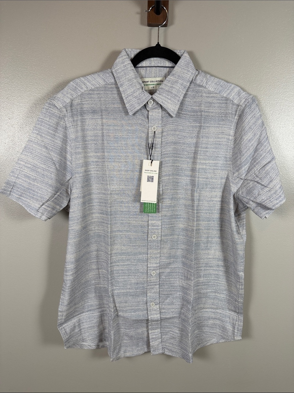 Report Collection Light Heather Gray Short-Sleeve Button-Down Shirt